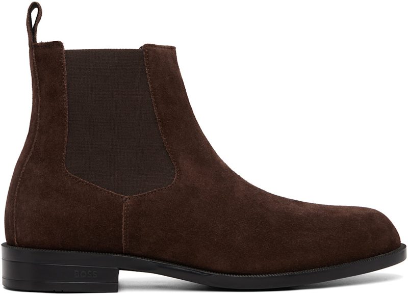 Brown Suede Elasticated Panels Chelsea Boots 262085M223005