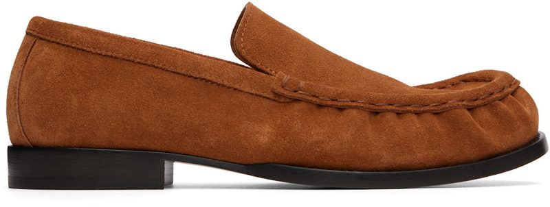 Tan Full Reverse Suede Calf Leather Loafers 262358F121005