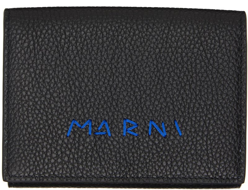 Black Marni Mending Leather Trifold Wallet 262379M164013
