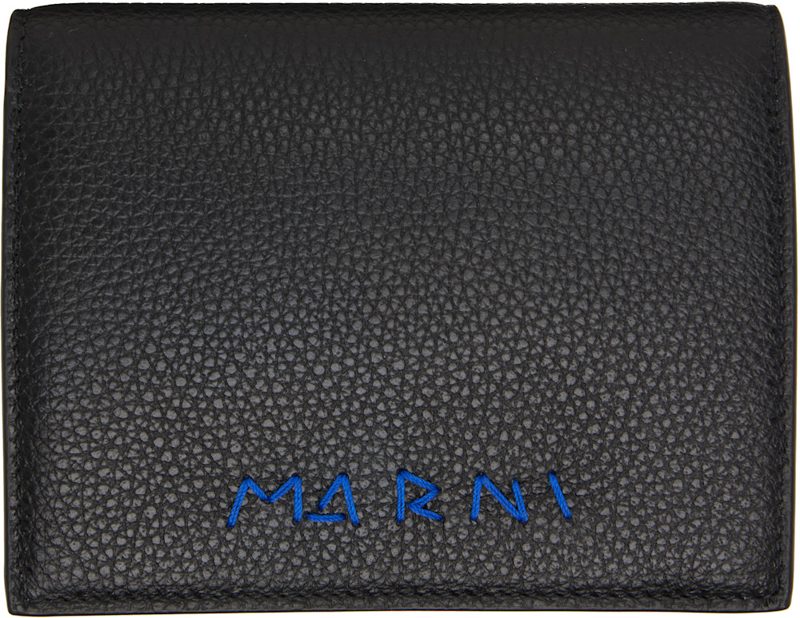 Black Marni Mending Leather Bifold Wallet 262379M164011