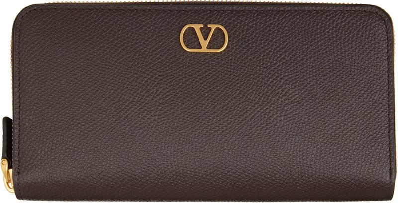 Garavani Brown VLogo Signature Zip Wallet 262807F040000
