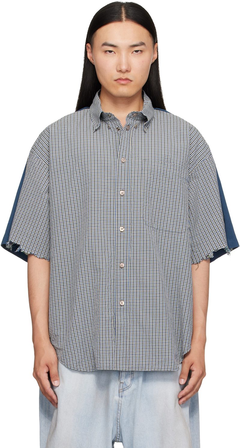 Blue Check Hybrid Shirt 262342M192001