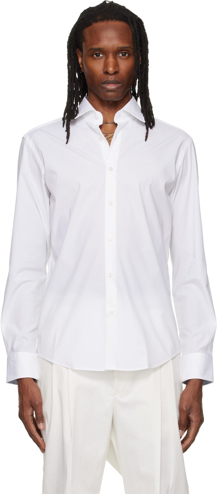 White Regular-Fit Easy-Iron Stretch Cotton Shirt 262085M192017