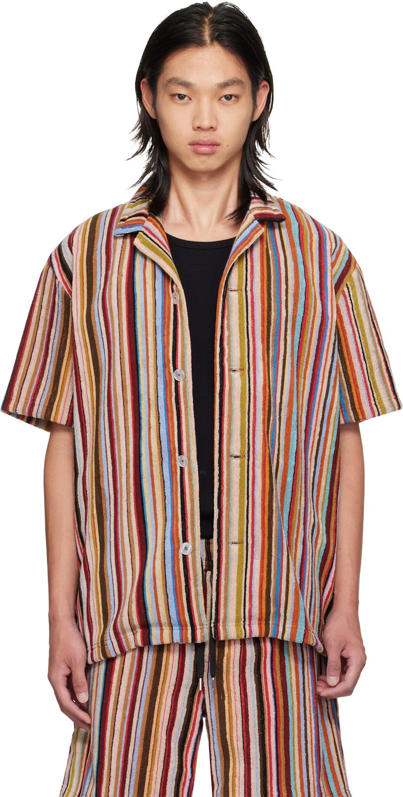 Paul Smith Multicolor Signature Stripe Towelling Lounge Shirt 262260M192014