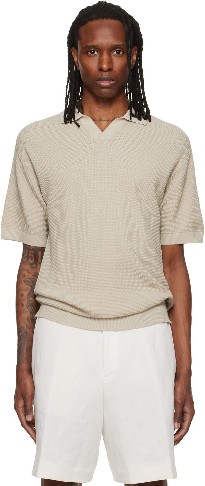 Beige Logo Patch Polo 262085M212012