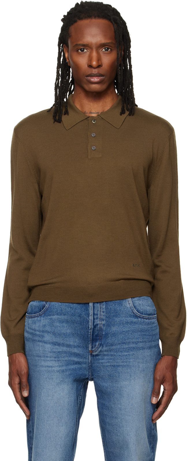 Khaki Wool Polo 262252M212011
