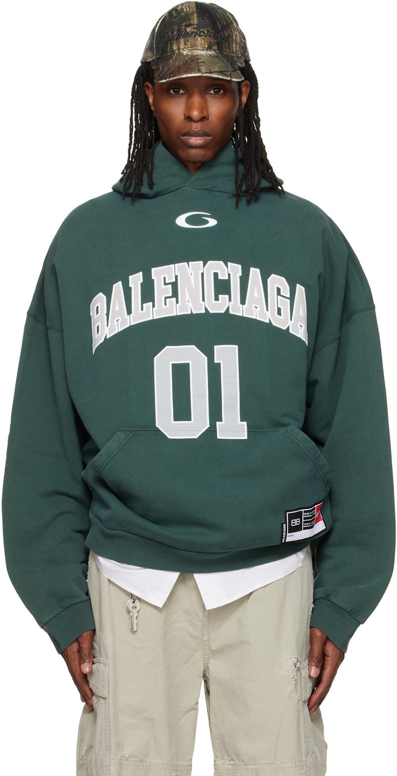 Green Basketball Large Fit Hoodie 262342M202014