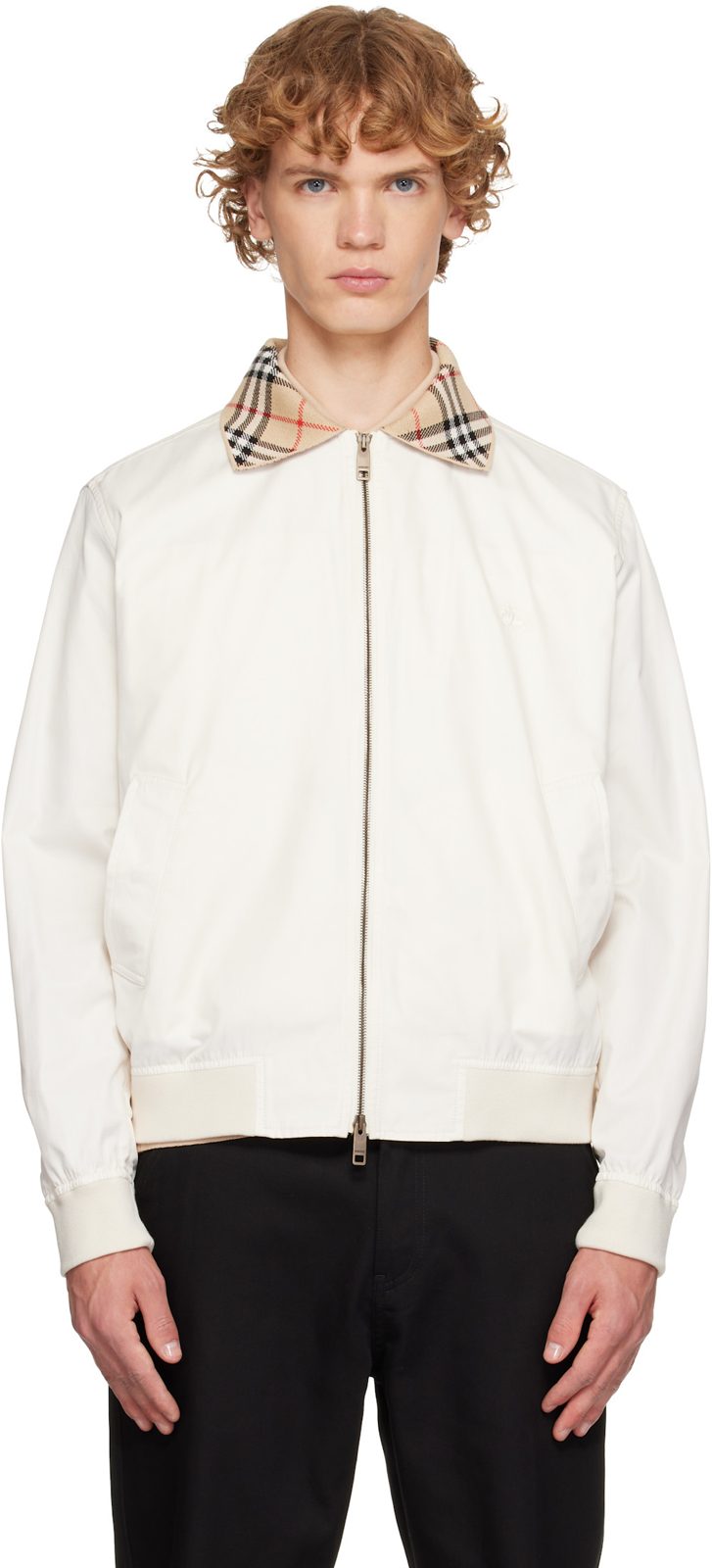 오프화이트 Gabardine Glenfields Harrington Jacket 262376M180005