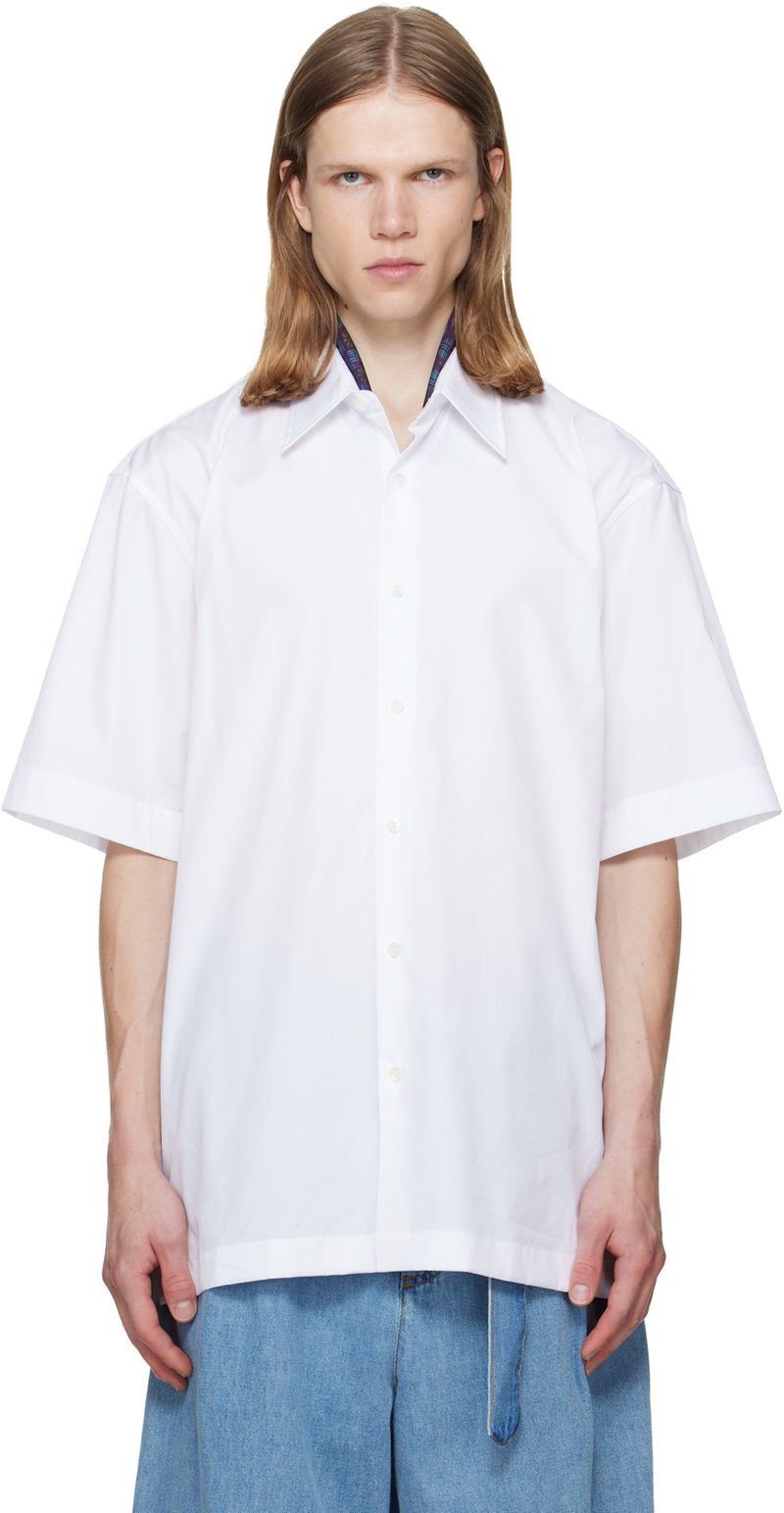White Short Sleeve Cotton Shirt 262358M192010