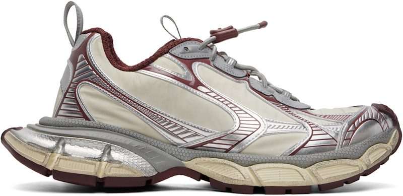 Silver & Beige 3XL Nylon Sneakers 262342M237019