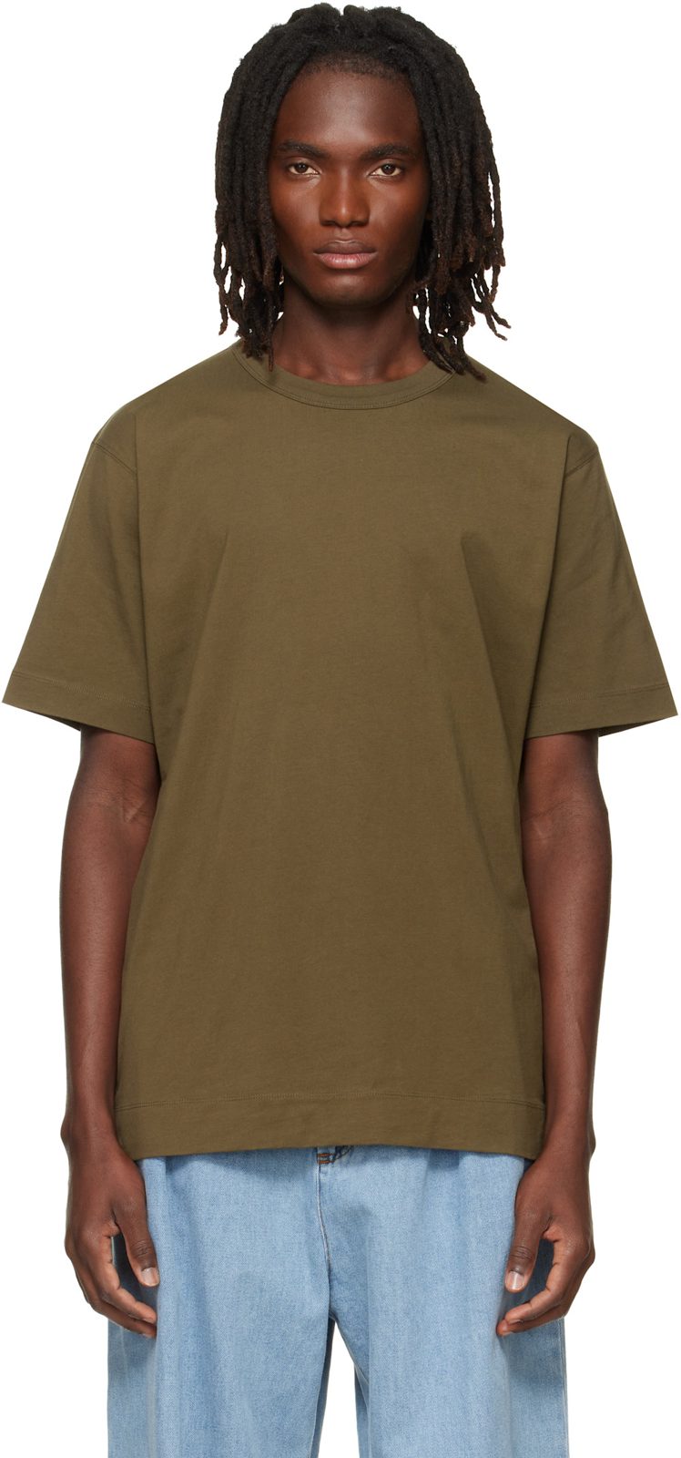 Khaki Regular Fit Cotton T-shirt 262358M213030