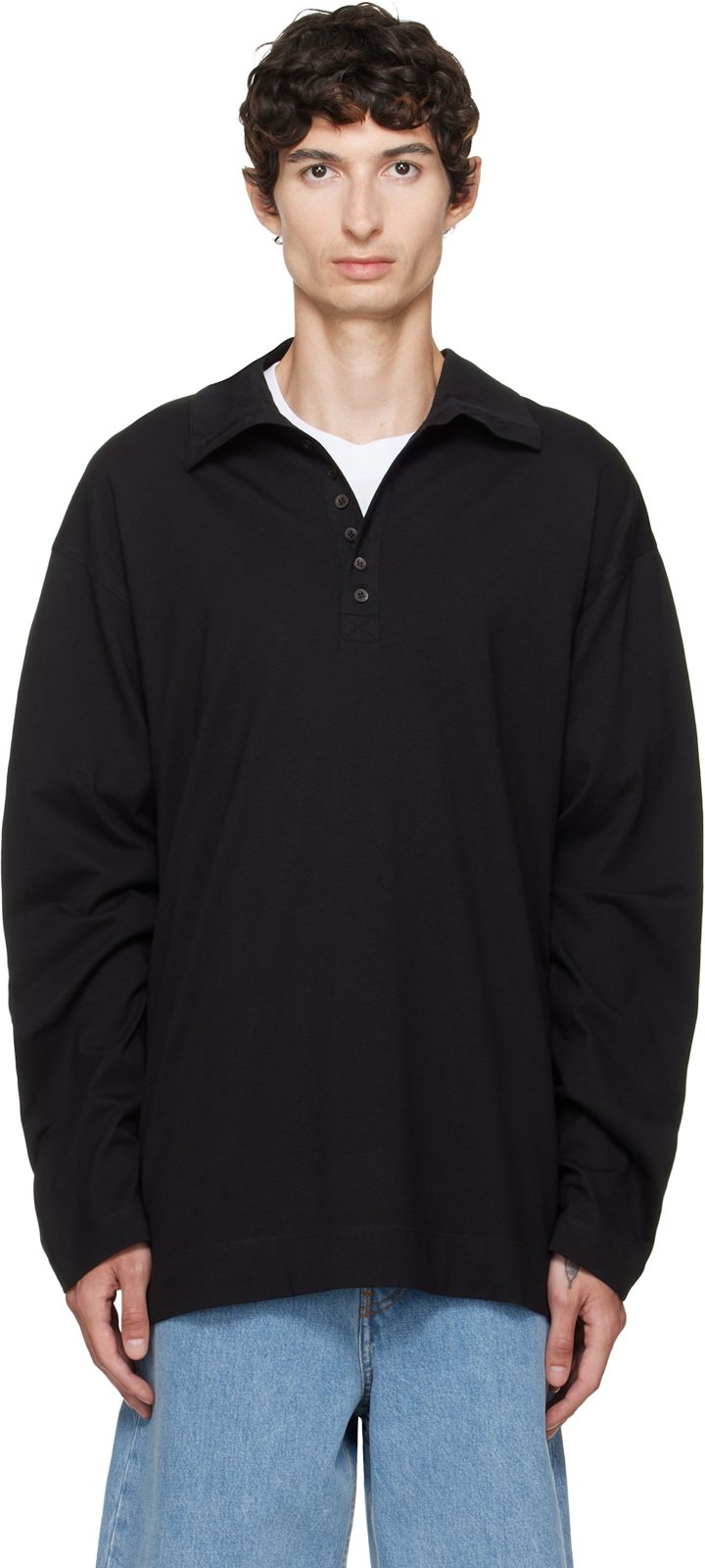 Black Cotton Polo 262358M213005