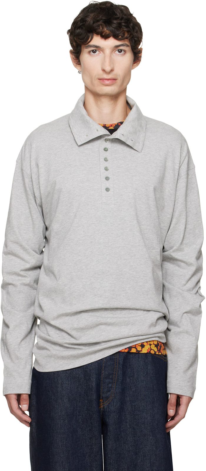 Gray Cotton Polo 262358M213004