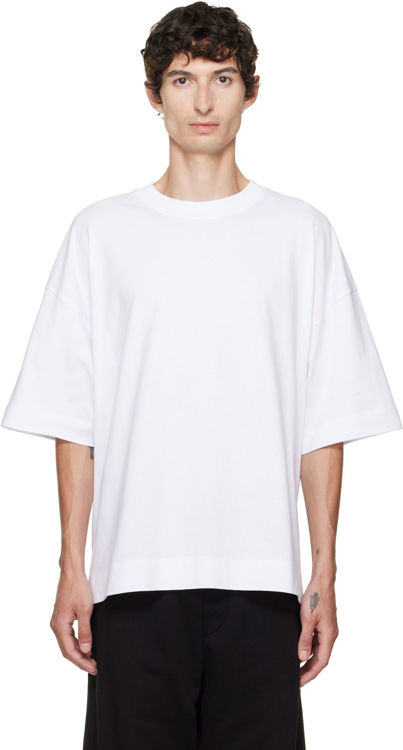 White Dropped Shoulder T-shirt 262358M213020