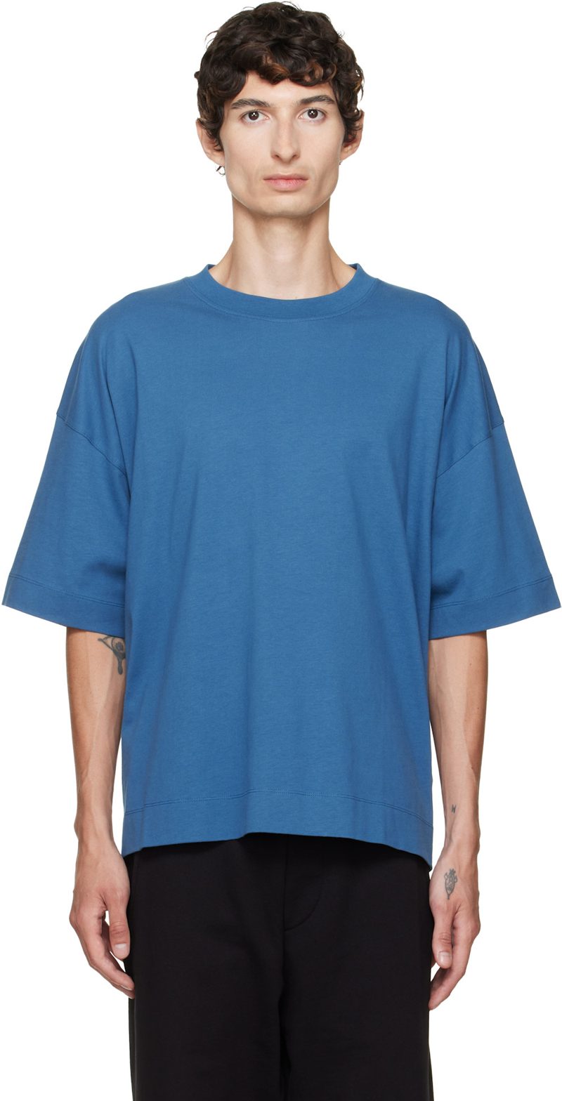 Navy Dropped Shoulder T-shirt 262358M213018