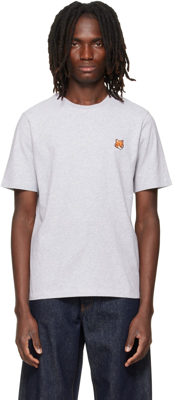 Maison Kitsune Gray Fox Head Regular T-shirt 262389M213045