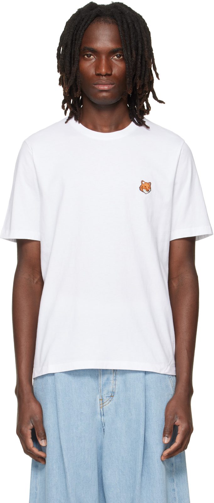 Maison Kitsune White Fox Head Regular T-shirt 262389M213044