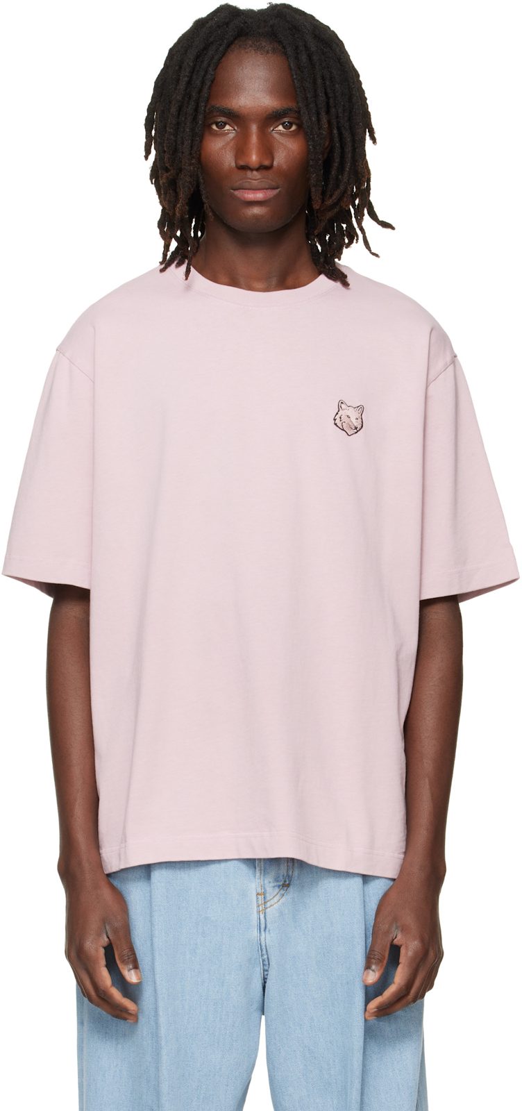Maison Kitsune Pink Fox Head Oversize T-shirt 262389M213015
