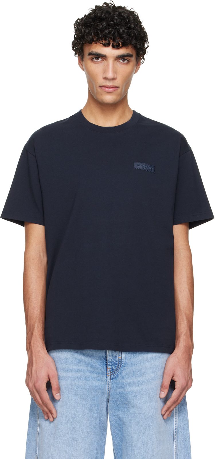 Navy [지방시] Paris Gros Grain T-shirt 261278M213007