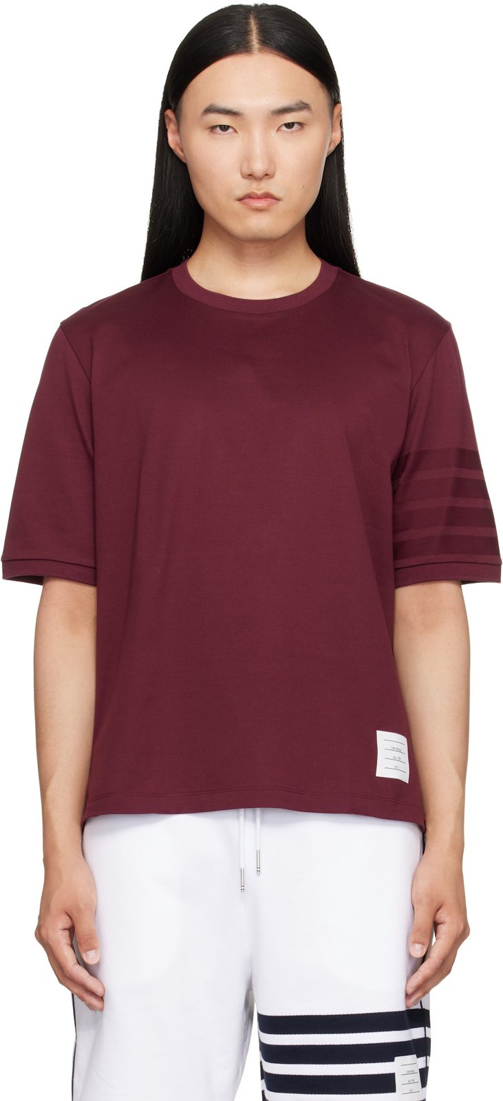 Burgundy Jersey Ottoman 4-Bar T-shirt 262381M213001