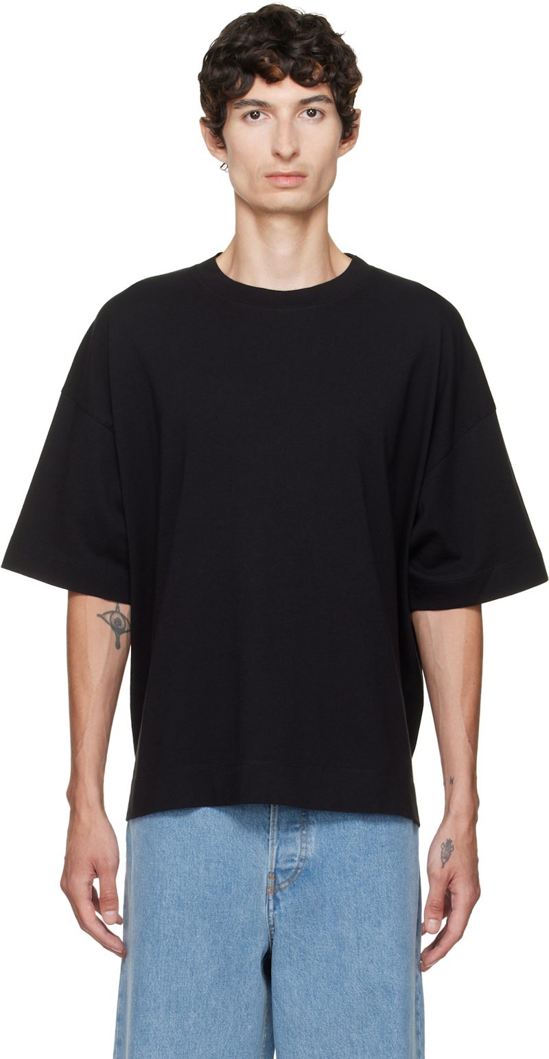 Black Dropped Shoulder T-shirt 262358M213016