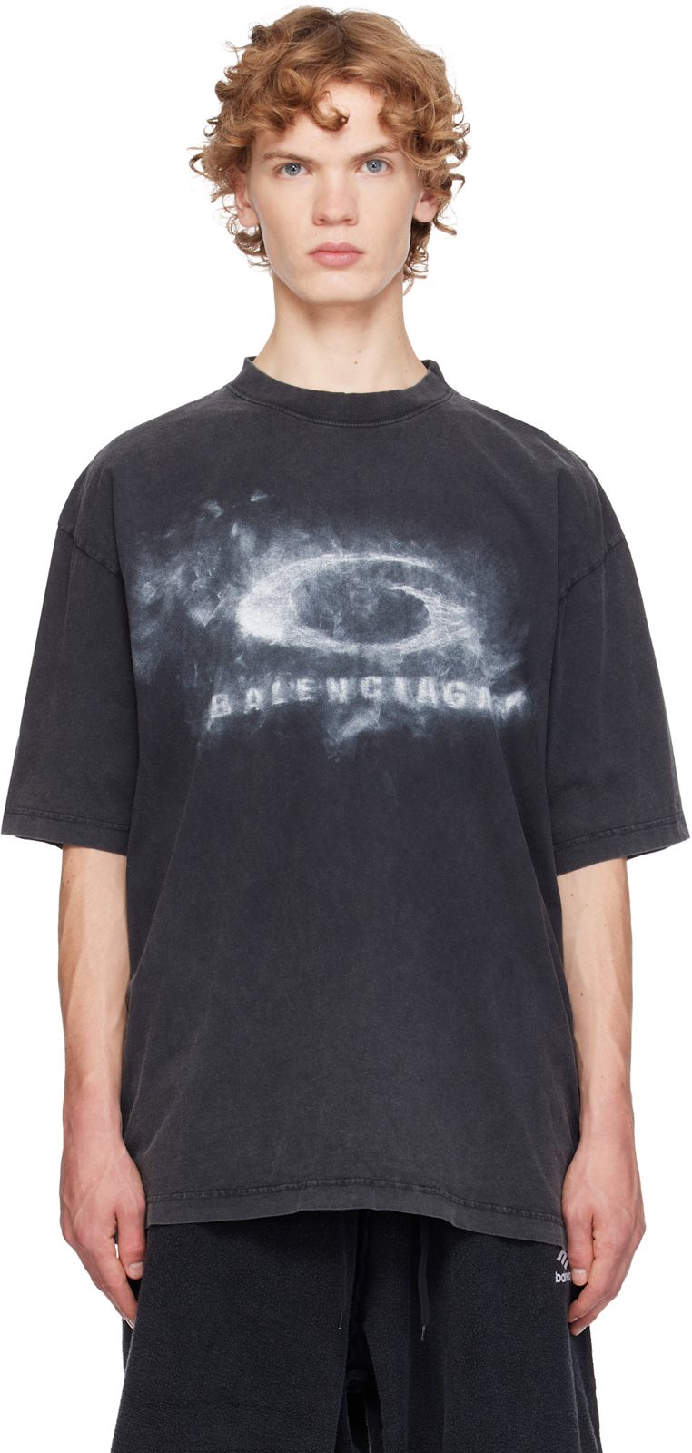 Black Medium Fit Faded Loop T-shirt 261342M213009
