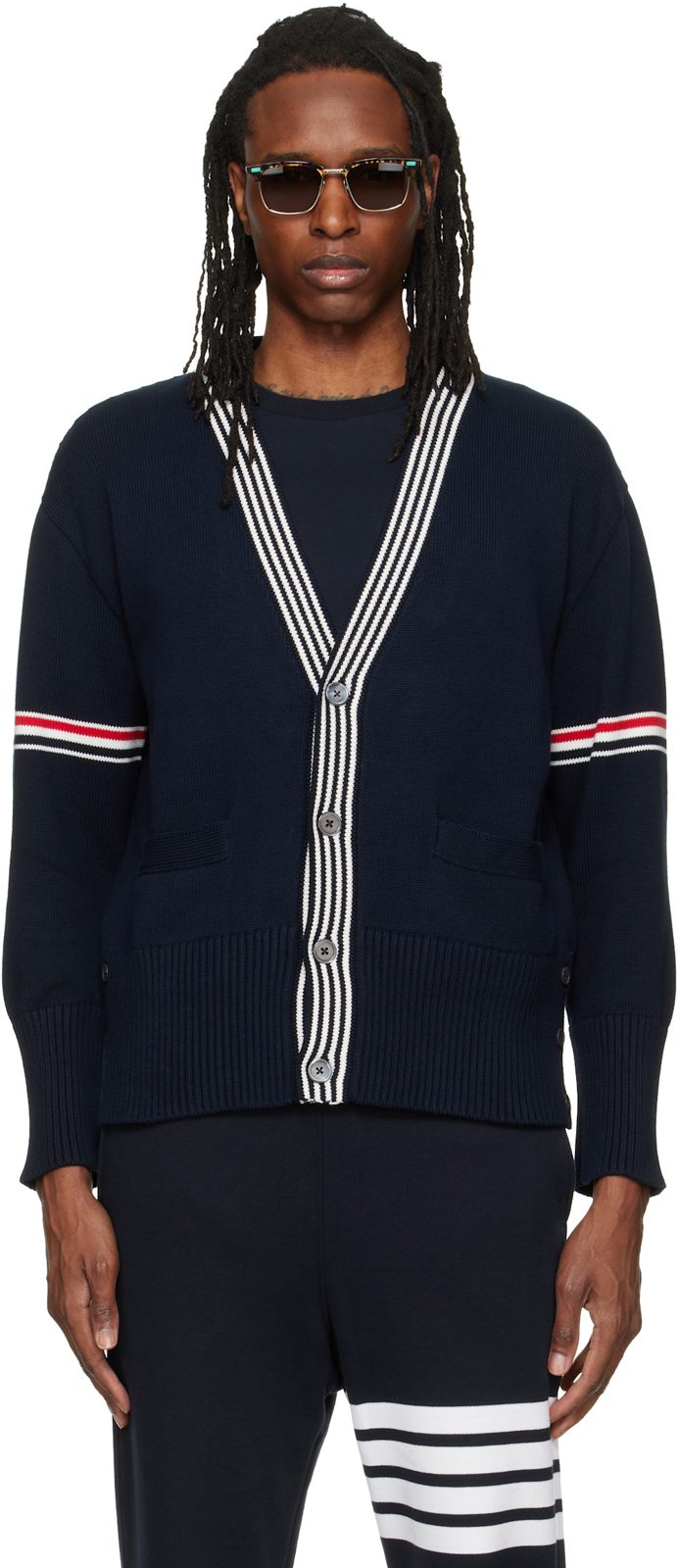 Navy RWB Armband Lobster Jersey Cardigan 262381M200002