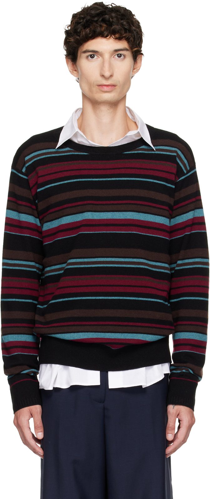 Black Striped Sweater 262358M201029