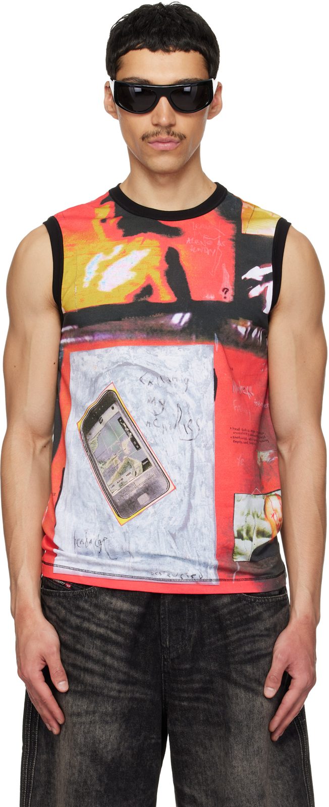 Red & Black T-Hessa Tank Top 261001M214006