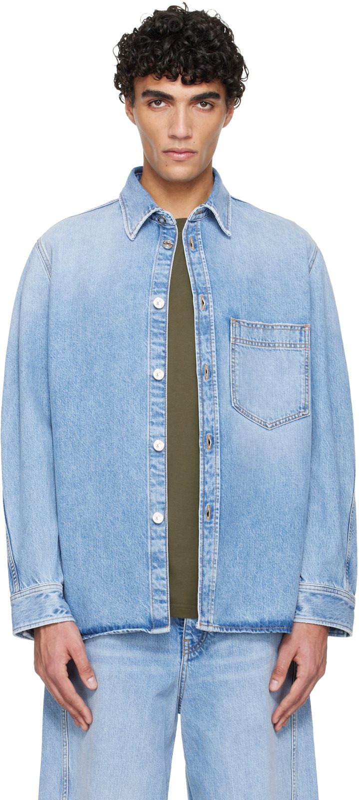 Blue Faded Denim Overshirt 261278M192019