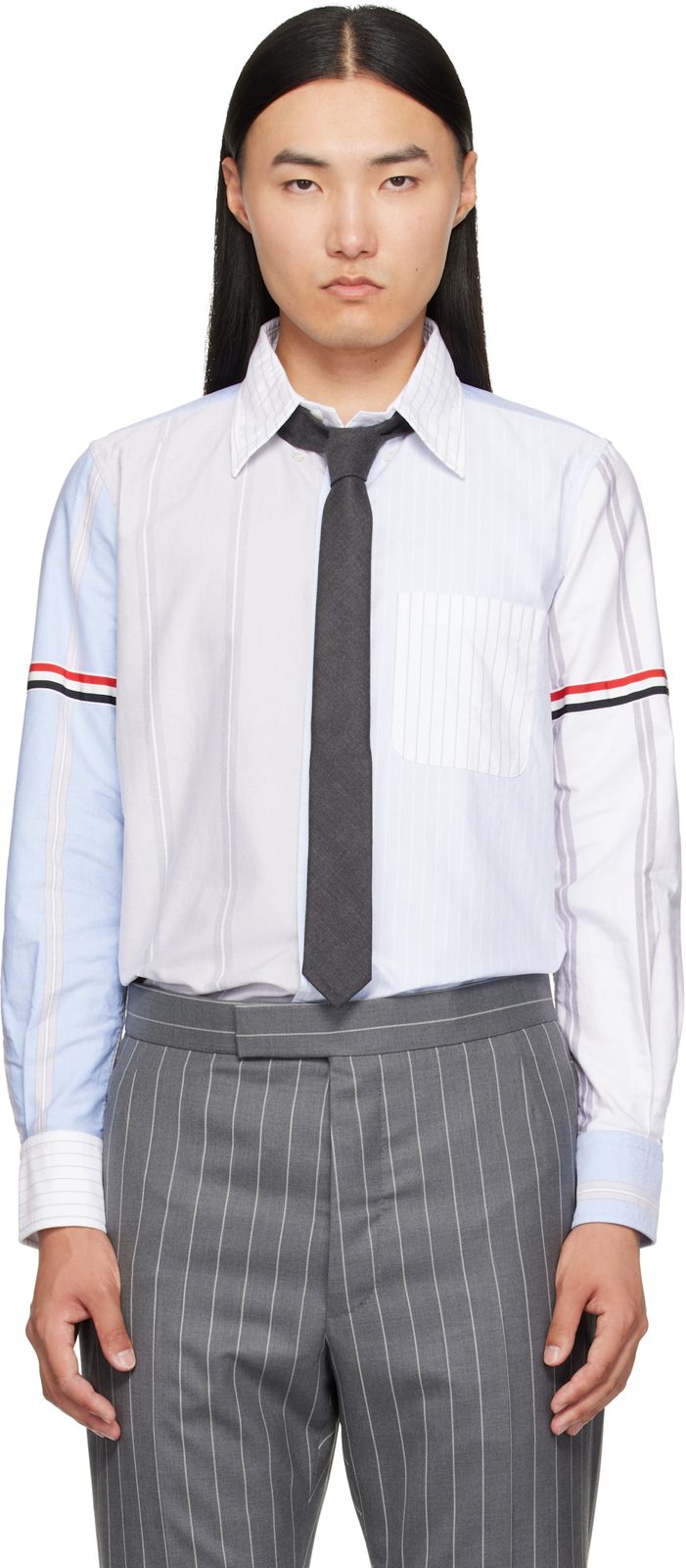 Blue Funmix Pinstripe Oxford Shirt 262381M192010