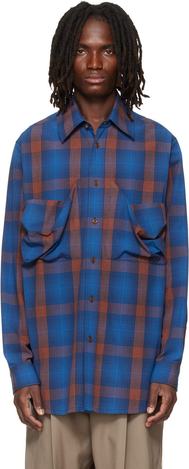 Navy & Orange Achilles Overshirt 262314M192000