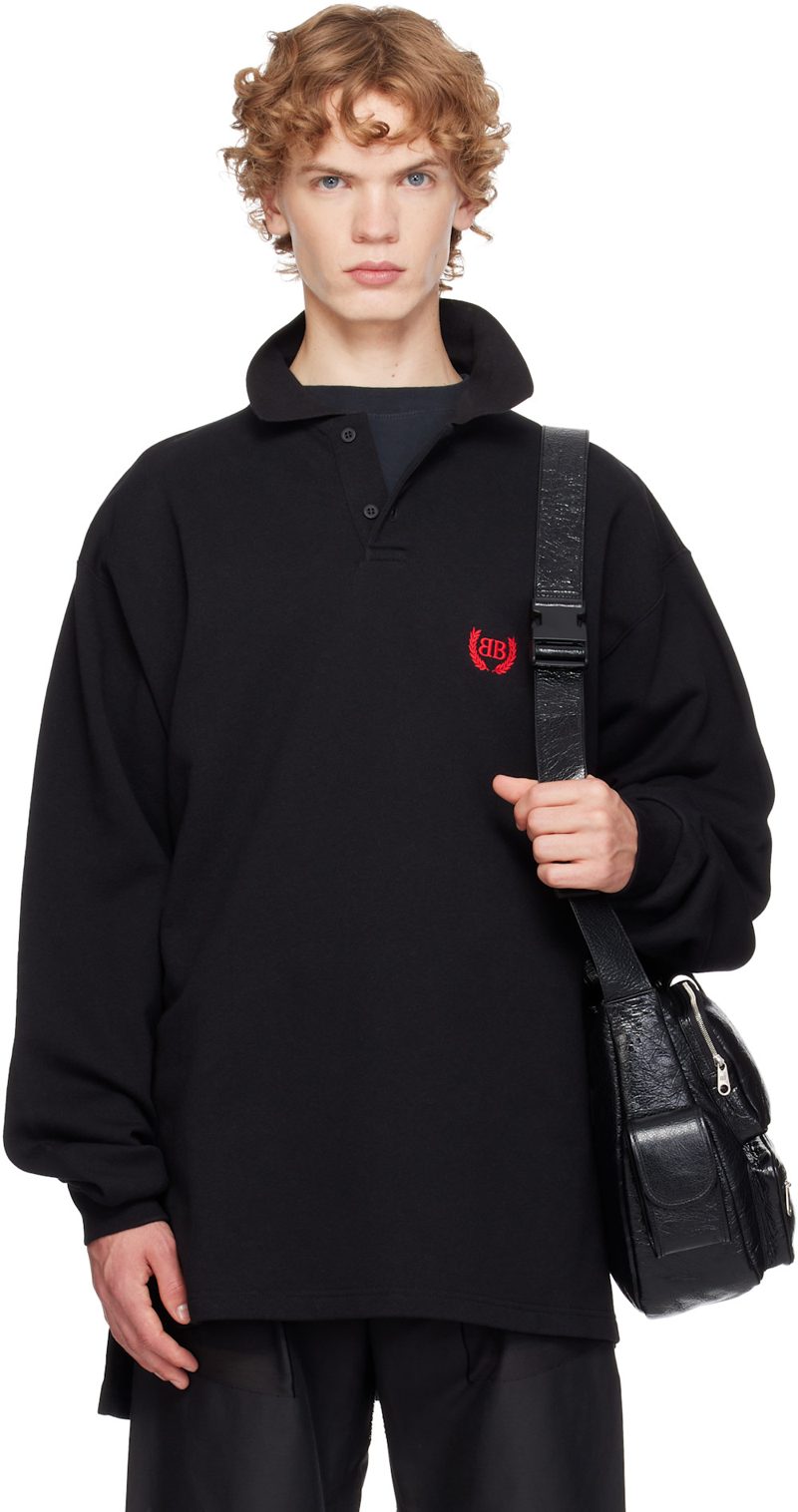 Black L / S Oversized Polo 261342M212001