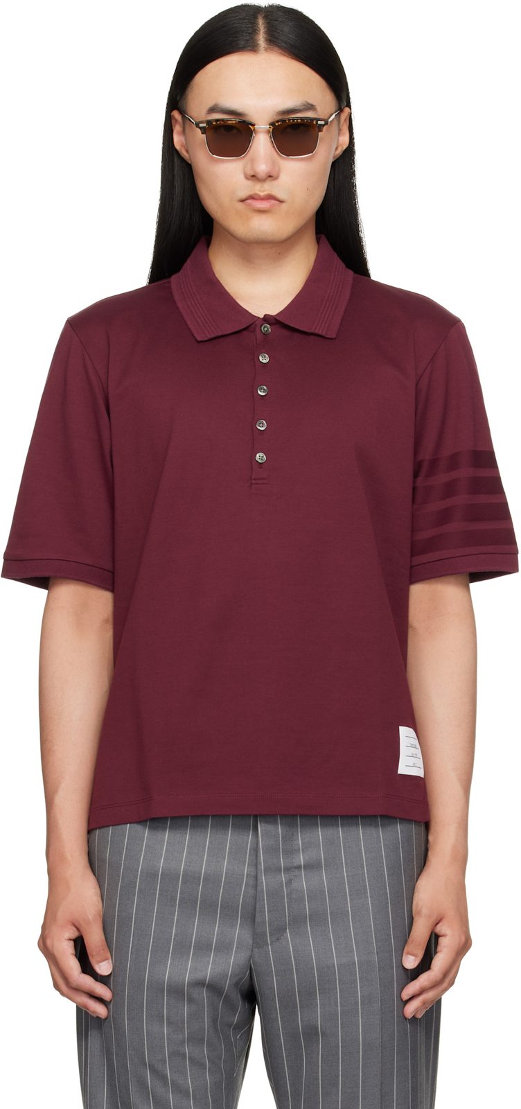 Burgundy Jersey Ottoman 4-Bar Polo 262381M212003
