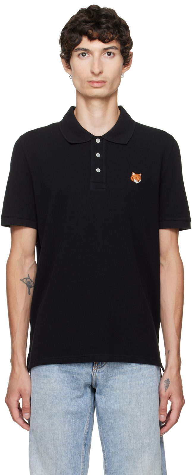 Maison Kitsune Black Fox Head Regular Polo 262389M212022