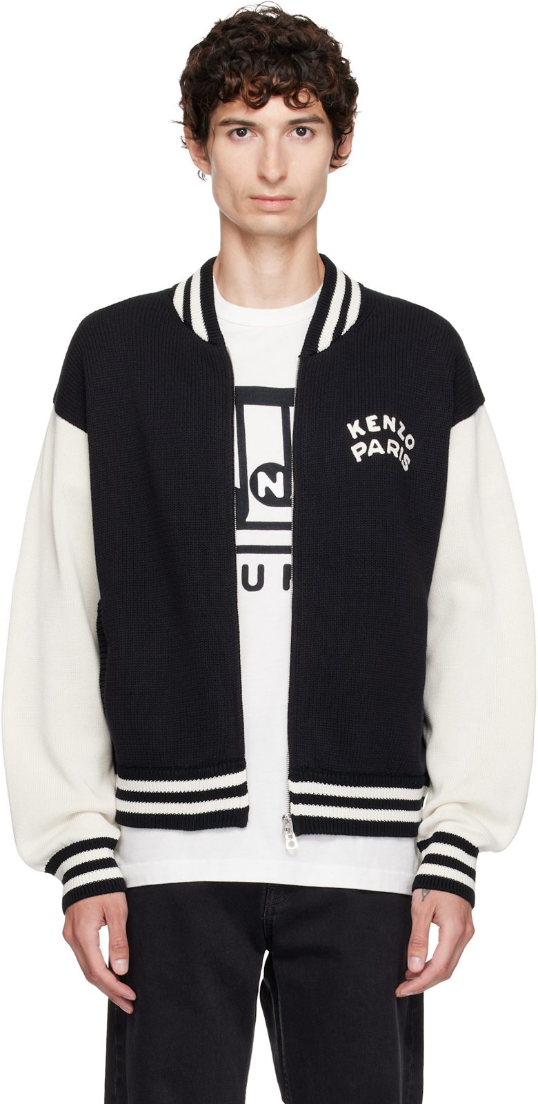 Black [겐조] Paris Emblem Varsity Cardigan 262387M175000