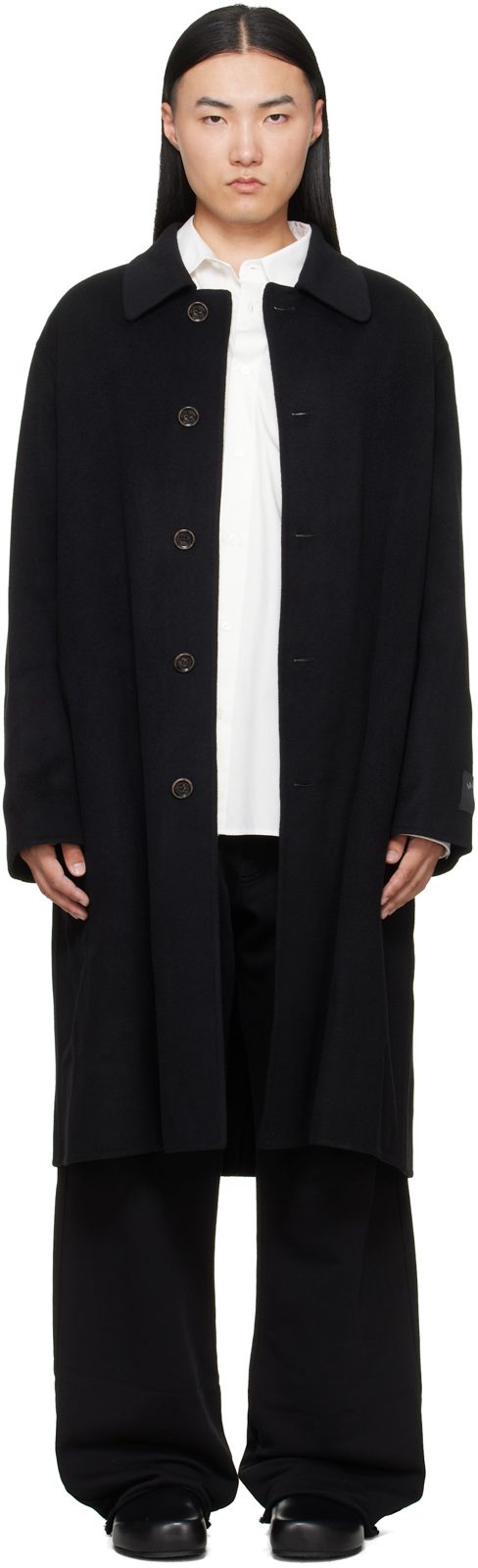 Black Double-Faced Wool Coat 262188M176001
