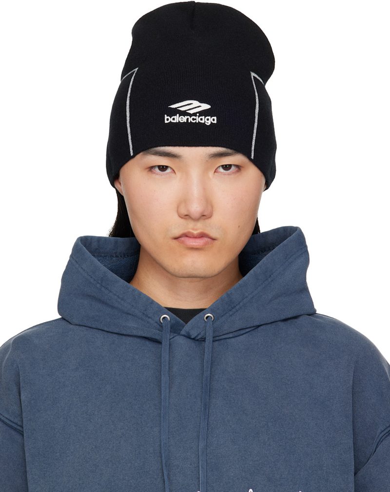 Black Sporty Beanie 261342M138000