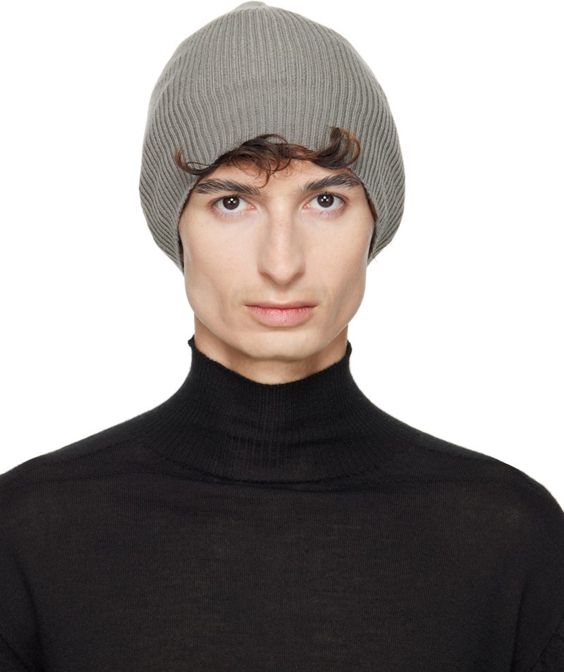 Taupe Tower Ribbed Beanie 262232M138009