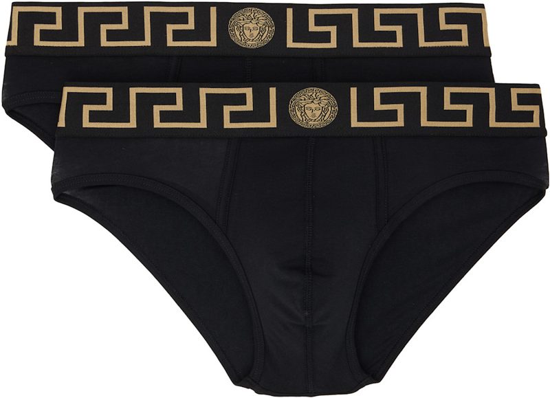 Two-Pack Black Cotton-Jersey Briefs 262404M217000