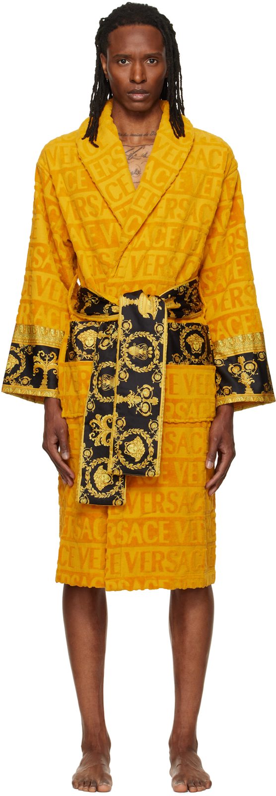 Yellow I Heart Baroque Bathrobe 262404M218000