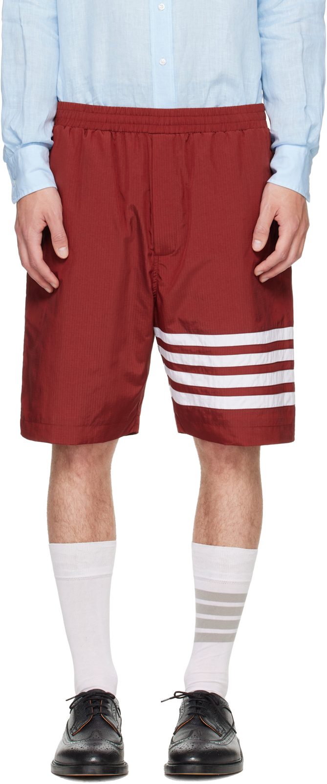 Red Ripstop 4-Bar Track Shorts 262381M193001