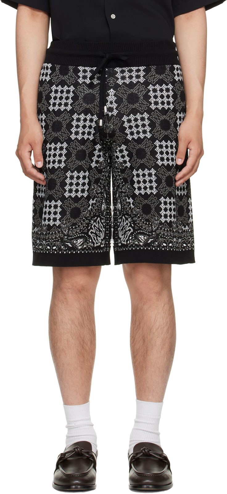 Black MA Quad Check Mesh Knit Shorts 262886M193011