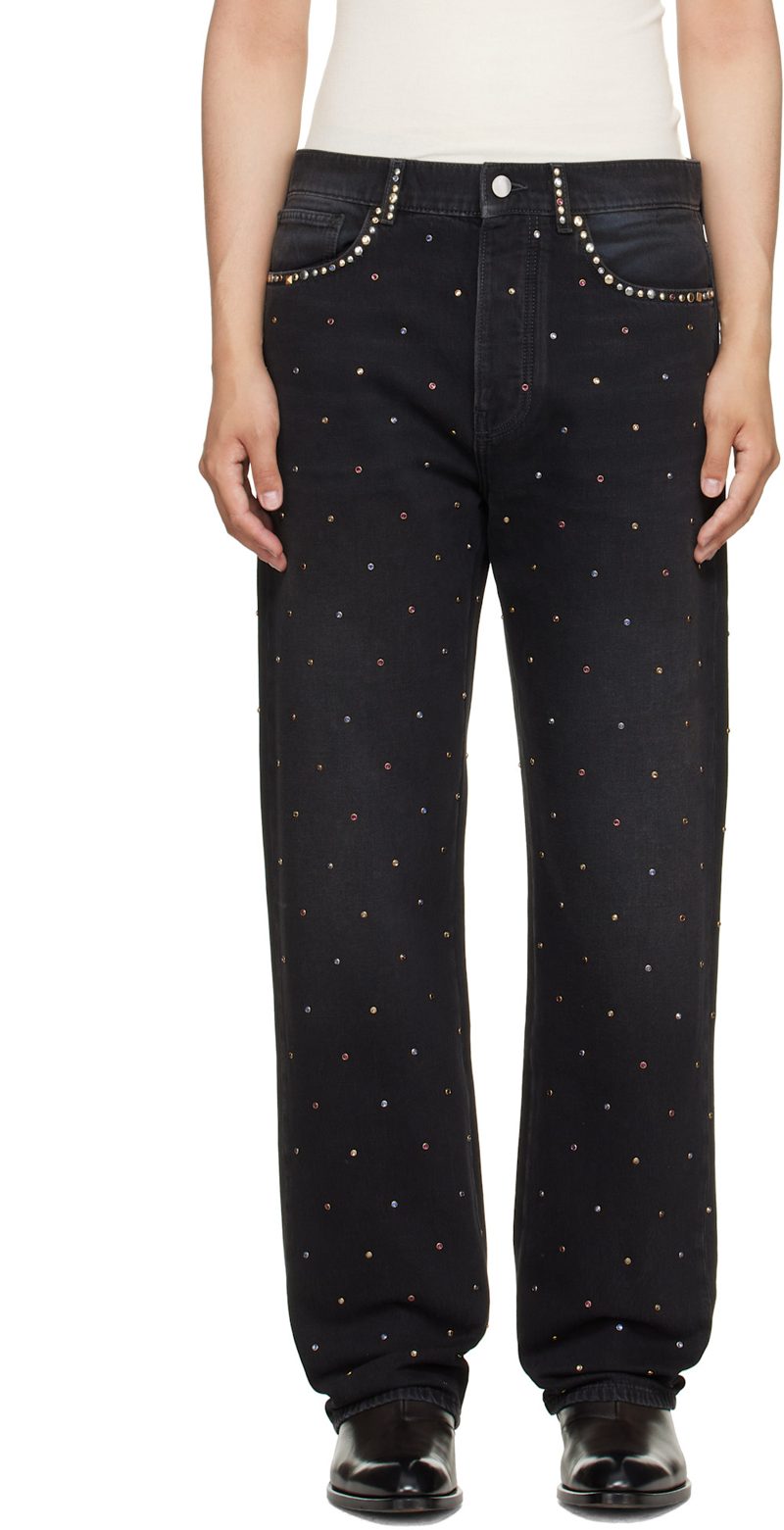 Black Studs Straight Jeans 262886M186001
