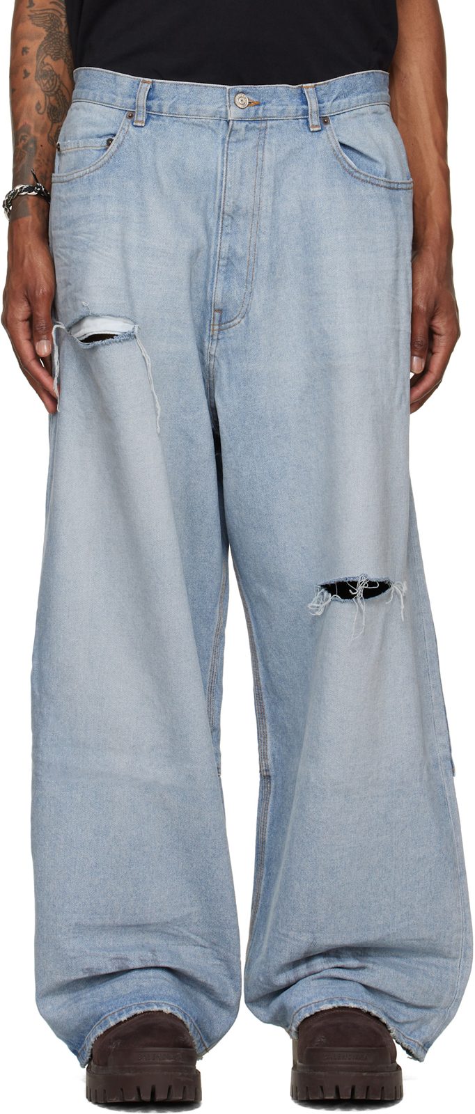 Blue Minimal Baggy Jeans 261342M186003