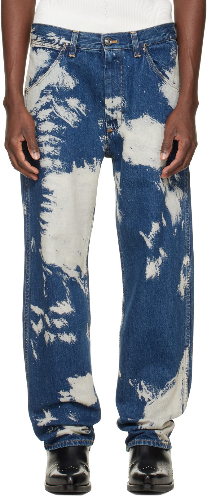 Blue & Beige Ranch Jeans 262314M186000