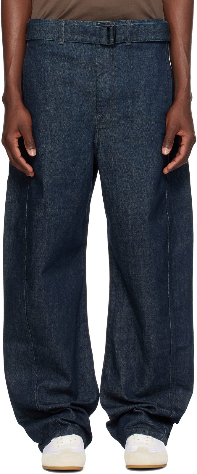 Blue Twisted Belted Jeans 262646M186000