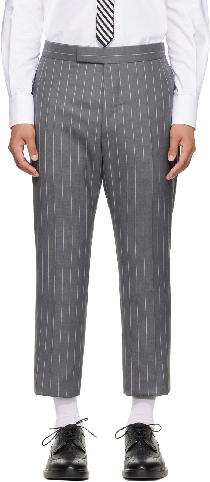 Gray Chalk Stripe Trousers 262381M191001