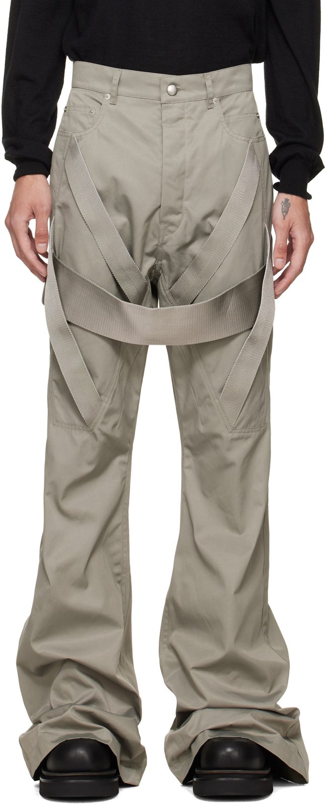 Gray Tower Megastrapped Bolan Bootcut Trousers 262232M191010