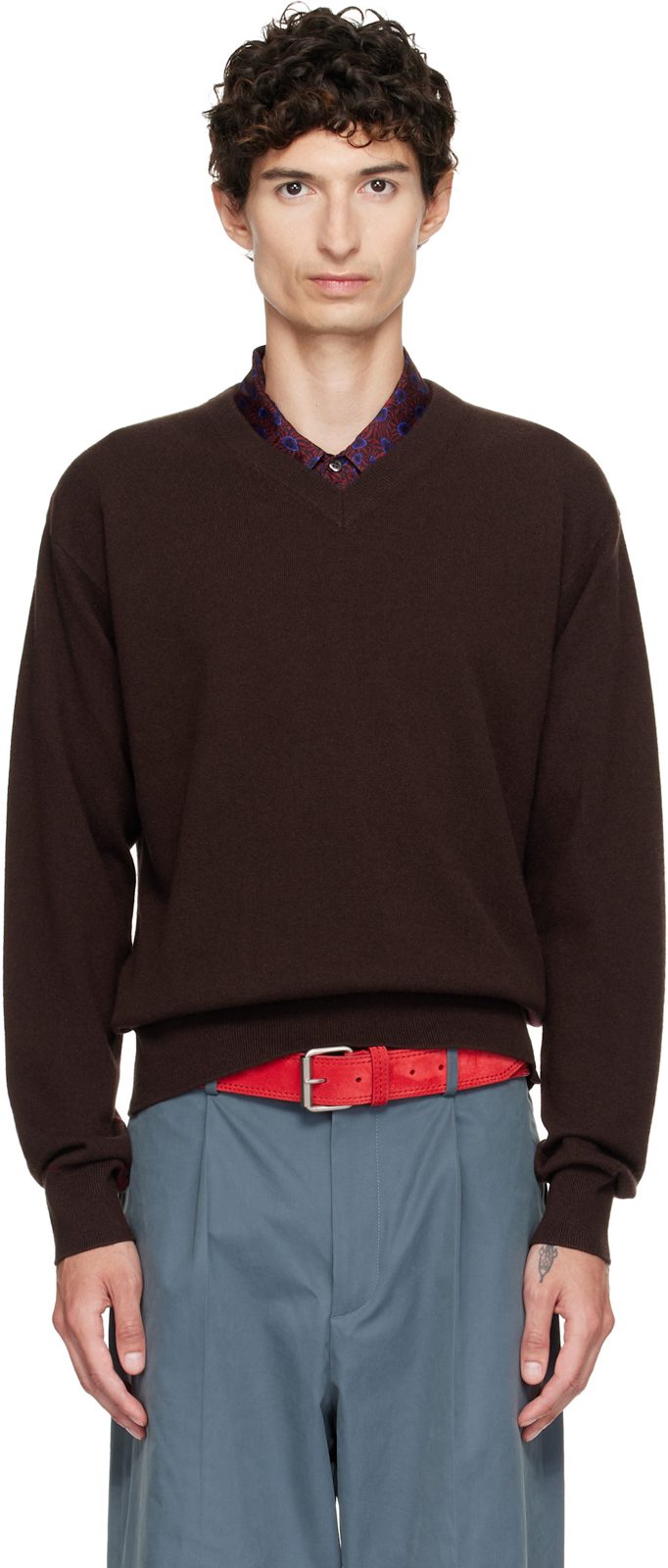 Brown Cashmere Sweater 262358M206006